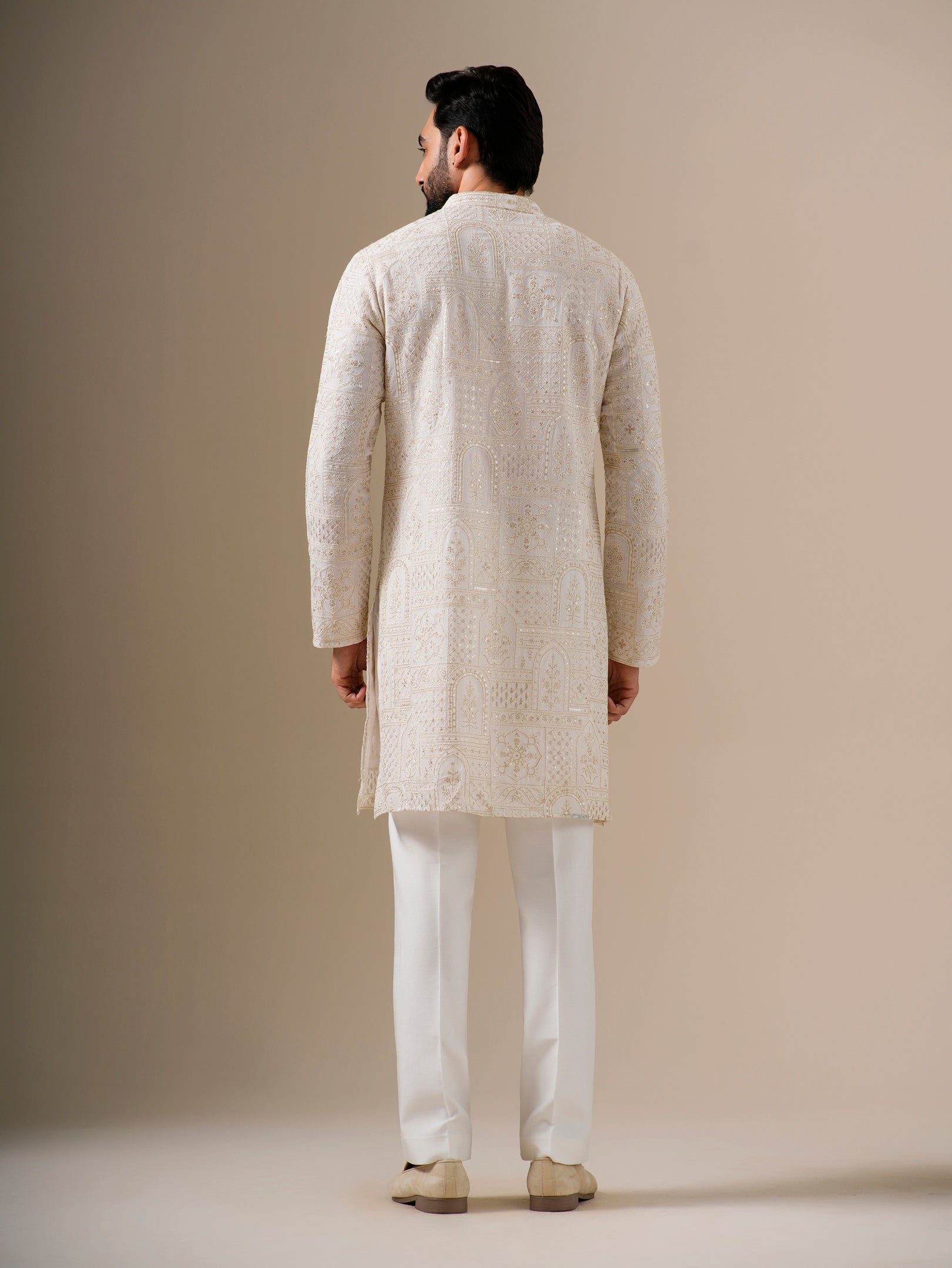 Mughal White & Gold Kurta Set
